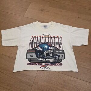 VTG Super Bowl XXXIII 1999 Denver Broncos Back To Back Champions Gildan Cropped